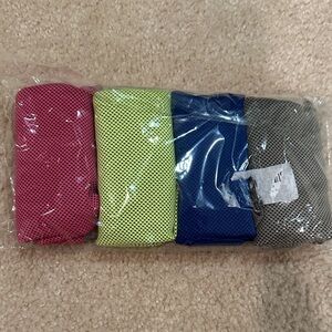 Set of Four Mesh Fabric Rolls in Pink, Yellow, Blue, and Gray